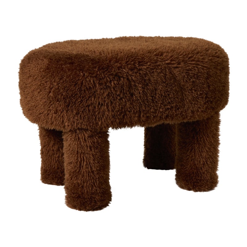 Bankje fluffy - bruin - 44x63x39 cm