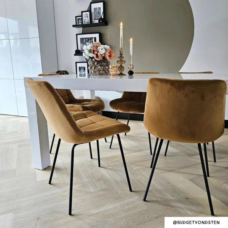 Eetkamerstoel velvet - cognac - 79x50x44 cm