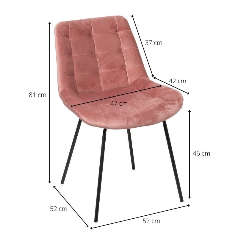 Eetkamerstoel velvet - oudroze - 52x52x81 cm 