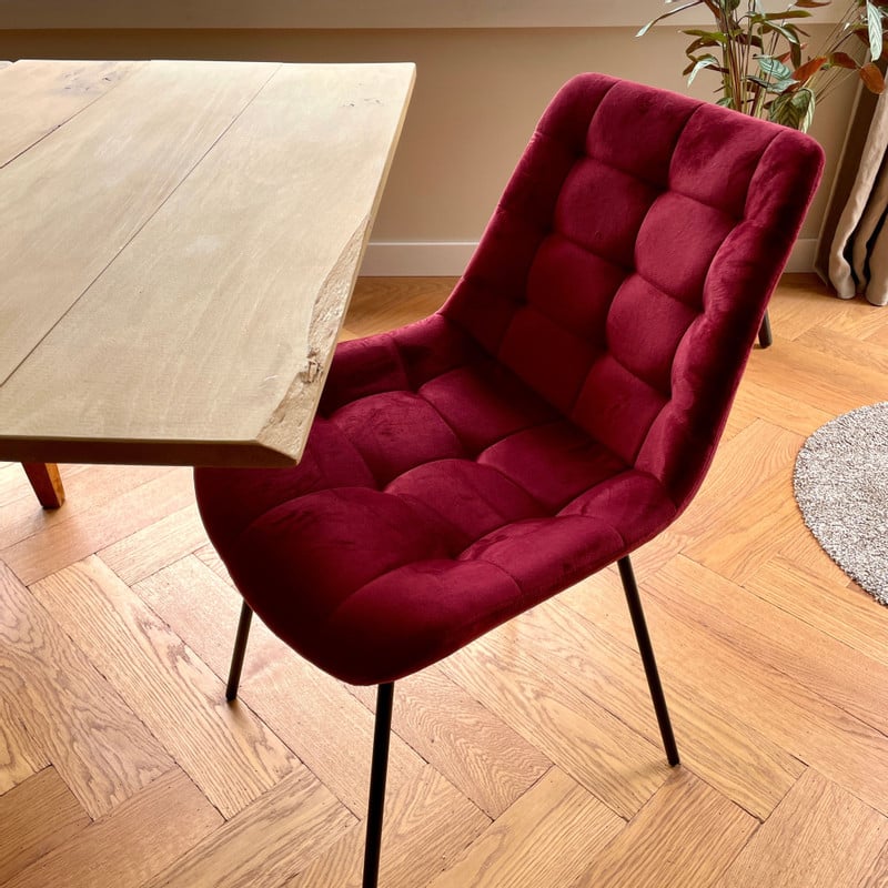 Eetkamerstoel velvet - rood - 79x50x44 cm