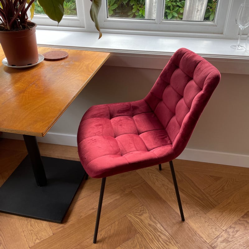 Eetkamerstoel velvet - rood - 79x50x44 cm