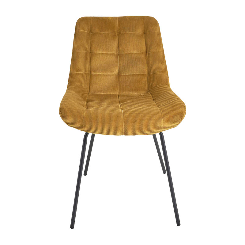 Eetkamerstoel ribstof - cognac - 84x52x52 cm