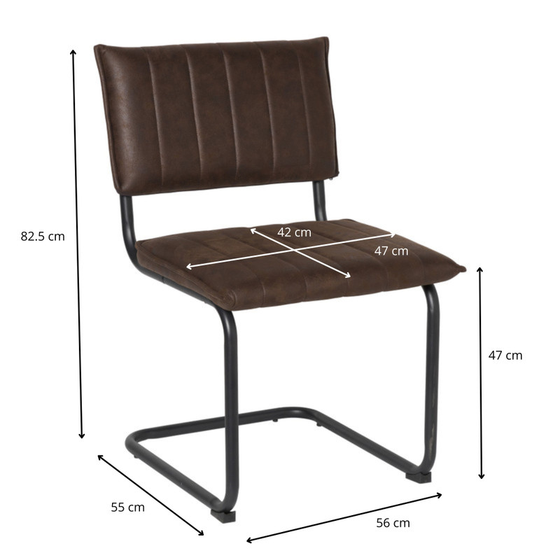 Eetkamerstoel Yara PU - donkerbruin - 82.5x56x55 cm