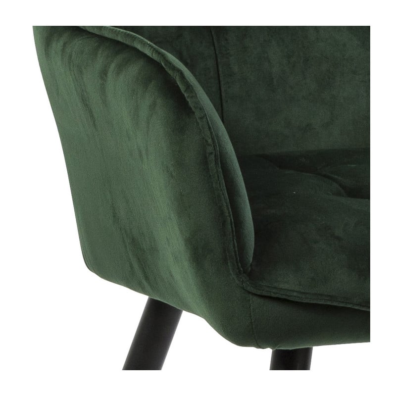 Eetkamerstoel velvet met armleuning - groen - 87x56.5x43 cm