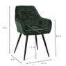 Eetkamerstoel velvet met armleuning - groen - 87x56.5x43 cm