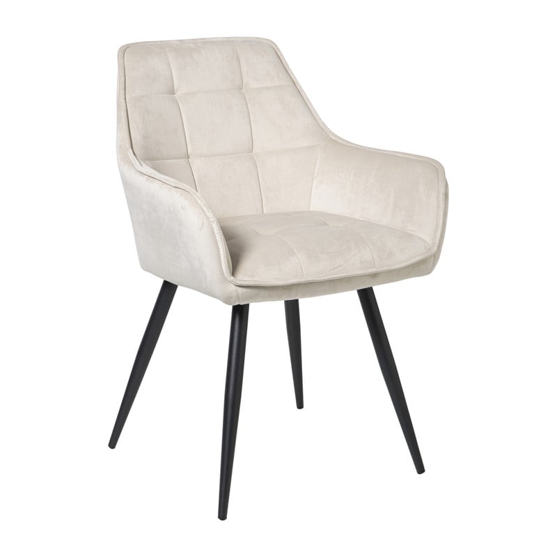 Eetkamerstoel velvet met armleuning - beige - 87x56.5x43 cm