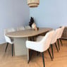 Eetkamerstoel velvet met armleuning - beige - 87x56.5x43 cm