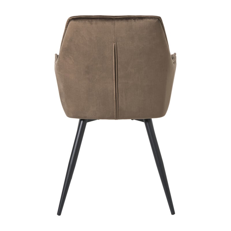 Eetkamerstoel velvet met armleuning - bruin - 87x56.5x43 cm