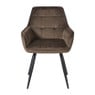 Eetkamerstoel velvet met armleuning - bruin - 87x56.5x43 cm