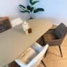 Eetkamerstoel velvet met armleuning - bruin - 87x56.5x43 cm