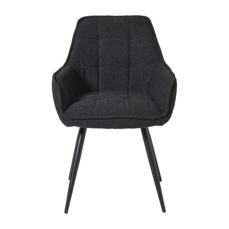 Eetkamerstoel bouclé met armleuning - zwart - 87x56.5x43 cm