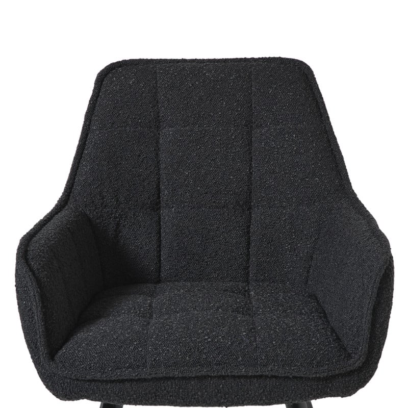 Eetkamerstoel bouclé met armleuning - zwart - 87x56.5x43 cm