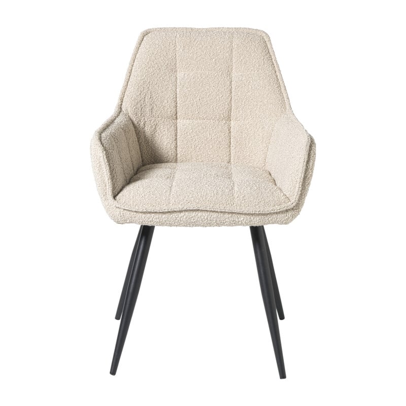 Eetkamerstoel bouclé met armleuning - beige - 87x56.5x43 cm