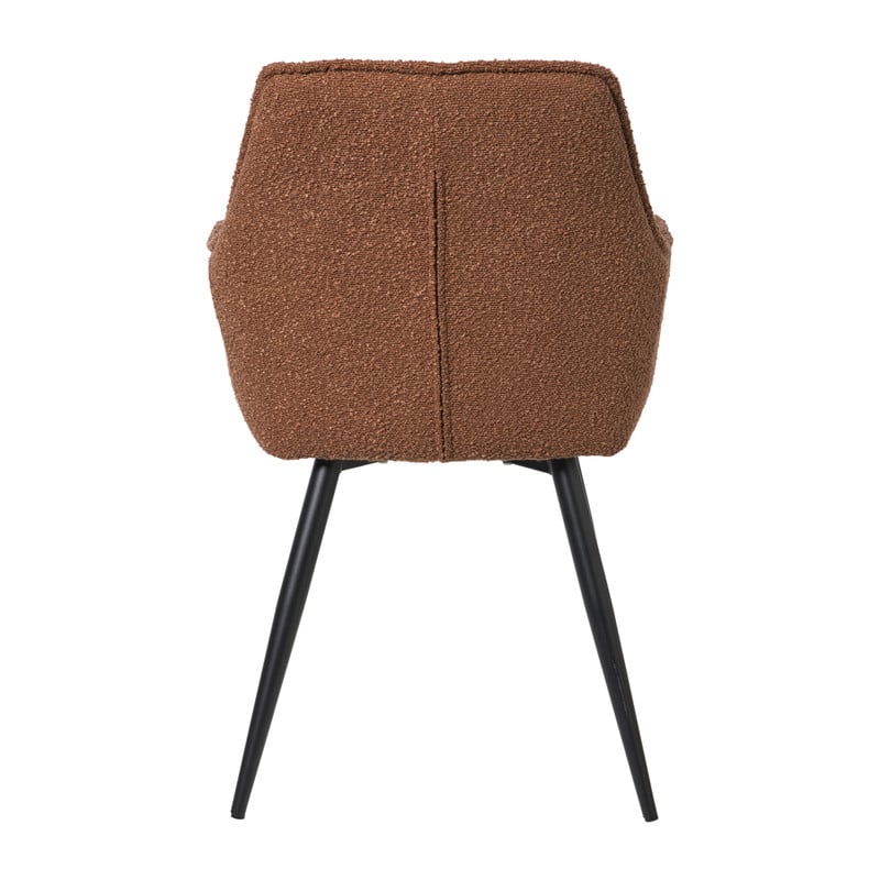 Eetkamerstoel bouclé met armleuning - bruin - 87x56.5x43 cm