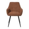 Eetkamerstoel bouclé met armleuning - bruin - 87x56.5x43 cm