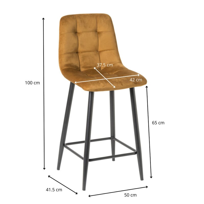 Barkruk velvet - oker - 100x50x41.5 cm