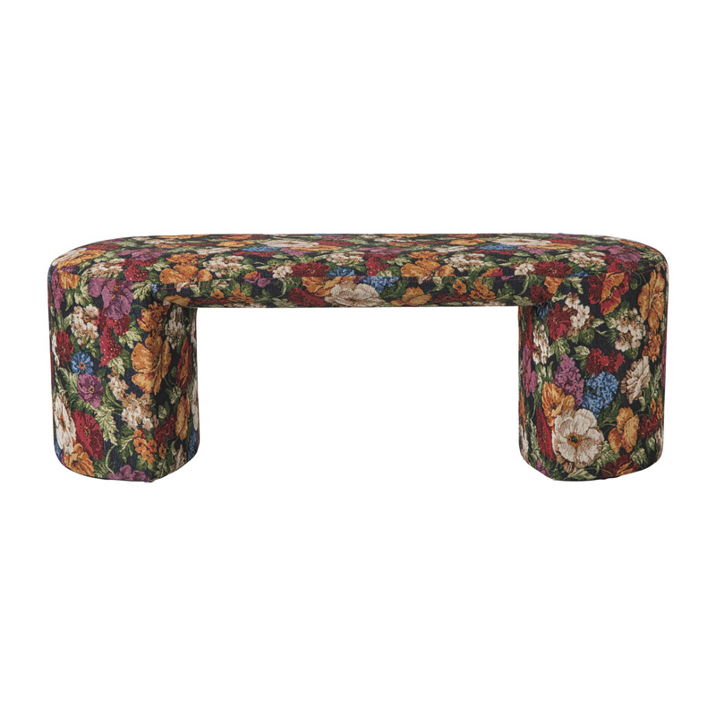Bankje bouquet - rood/paars/zwart - 44x120x45 cm