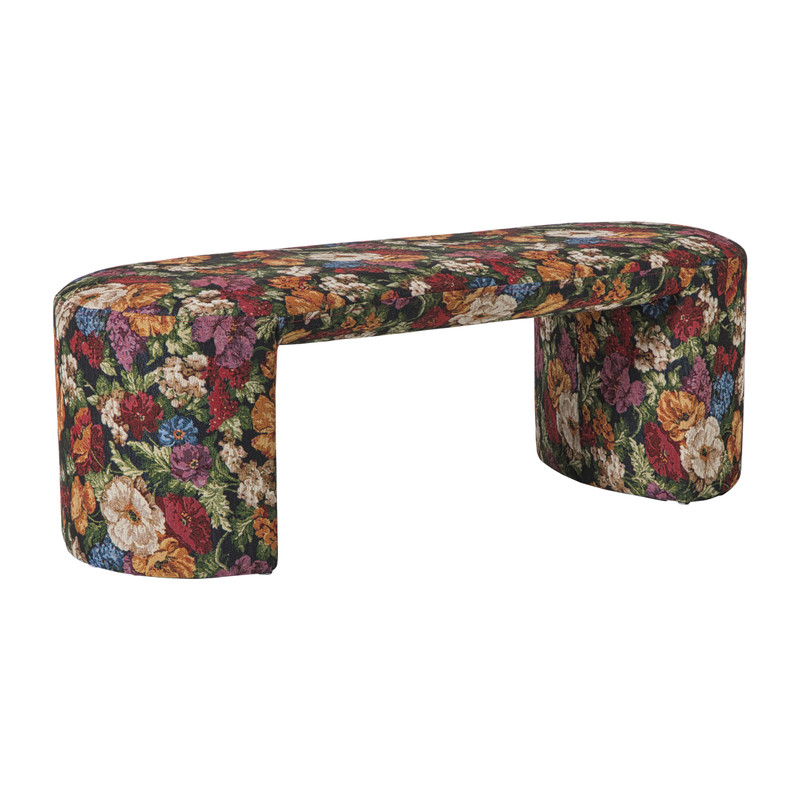 Bankje bouquet - rood/paars/zwart - 44x120x45 cm