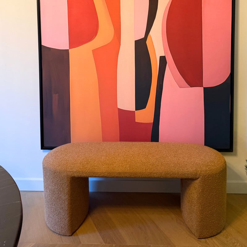Bank Sara bouclé - bruin - 45x120x44 cm