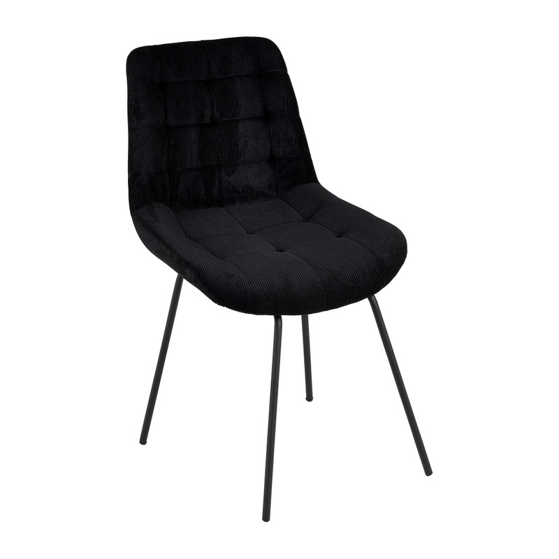 Eetkamerstoel corduroy - zwart - 52x52x84 cm