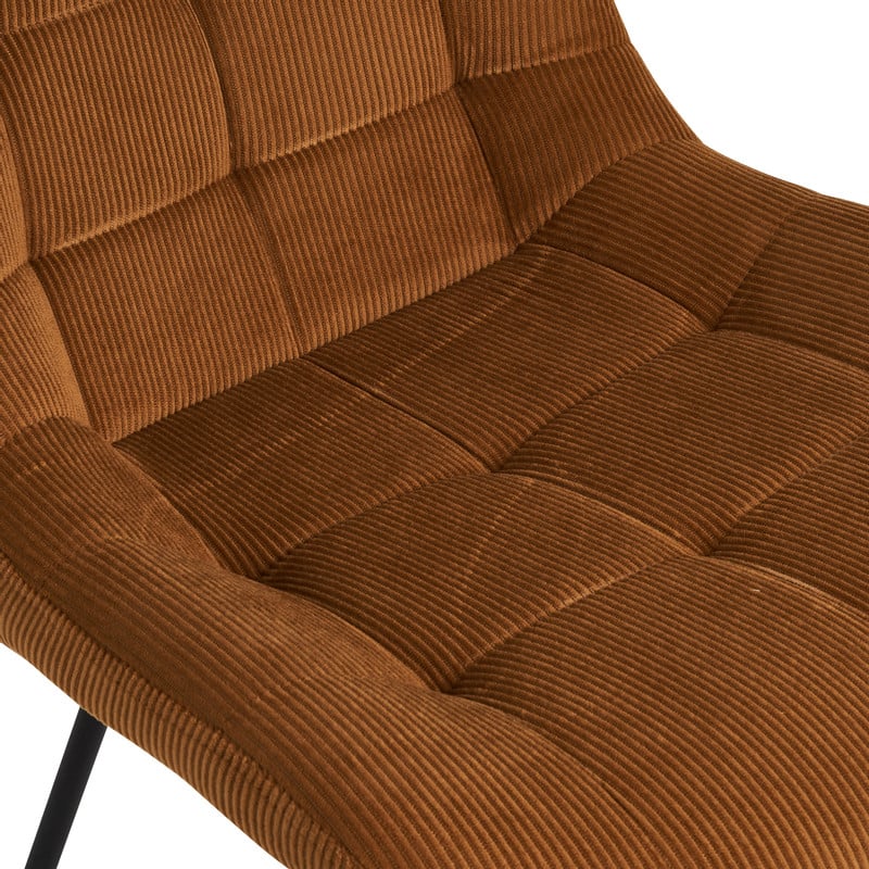 Eetkamerstoel corduroy - cognac - 52x52x84 cm