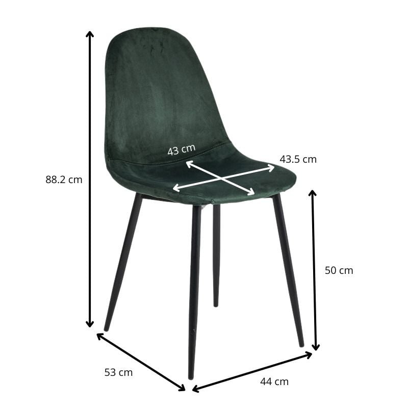Eetkamerstoel Ivy - velvet groen - 88x44x53 cm 