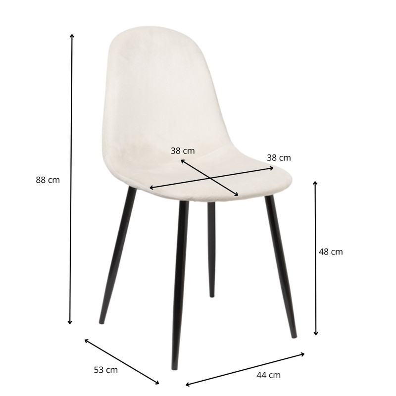 Eetkamerstoel Ivy velvet - beige - 88x44x53 cm 