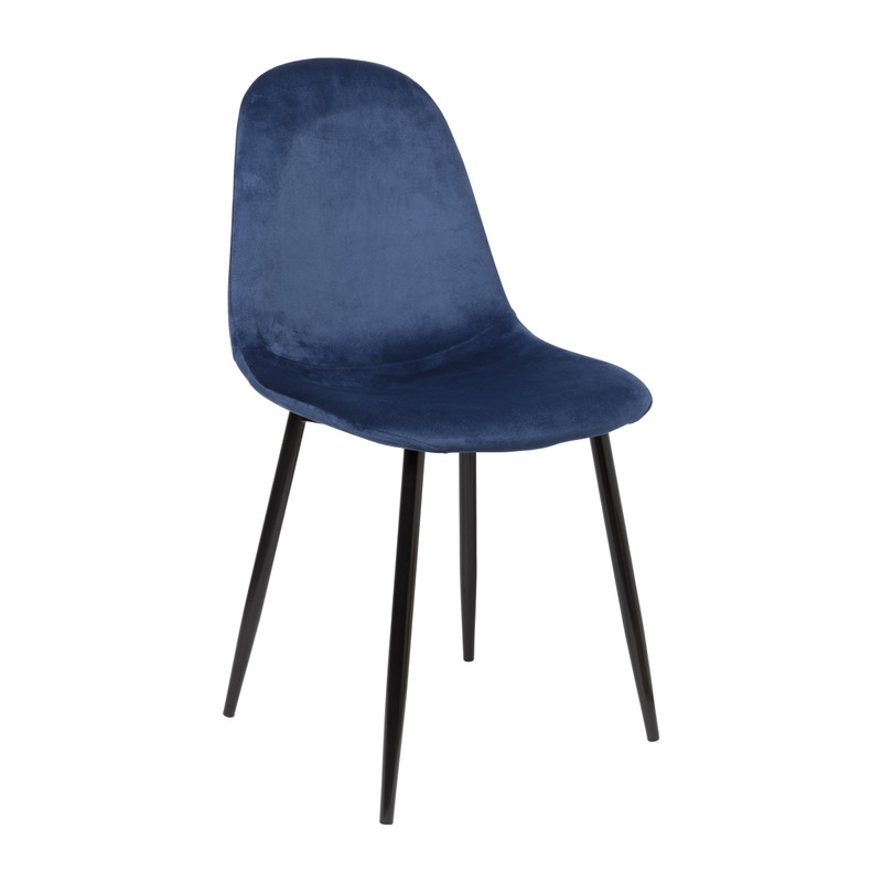 Eetkamerstoel Ivy velvet - donkerblauw - 88x44x53 cm 