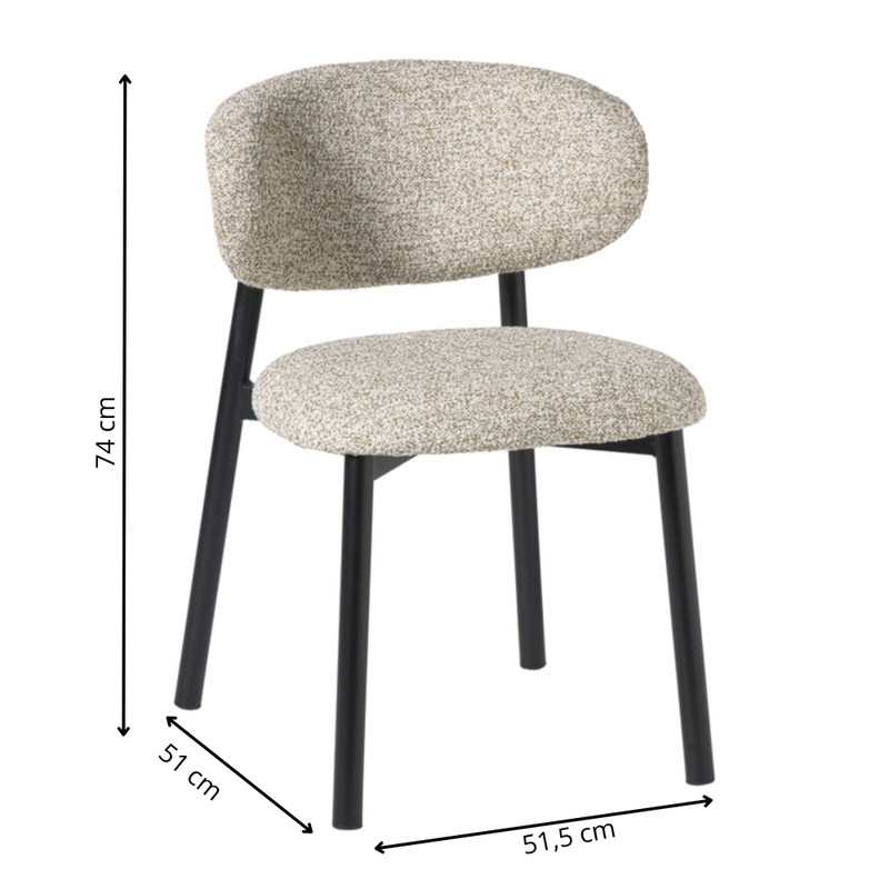 Eetkamerstoel Novi - beige/zwart - 74x51.5x51 cm