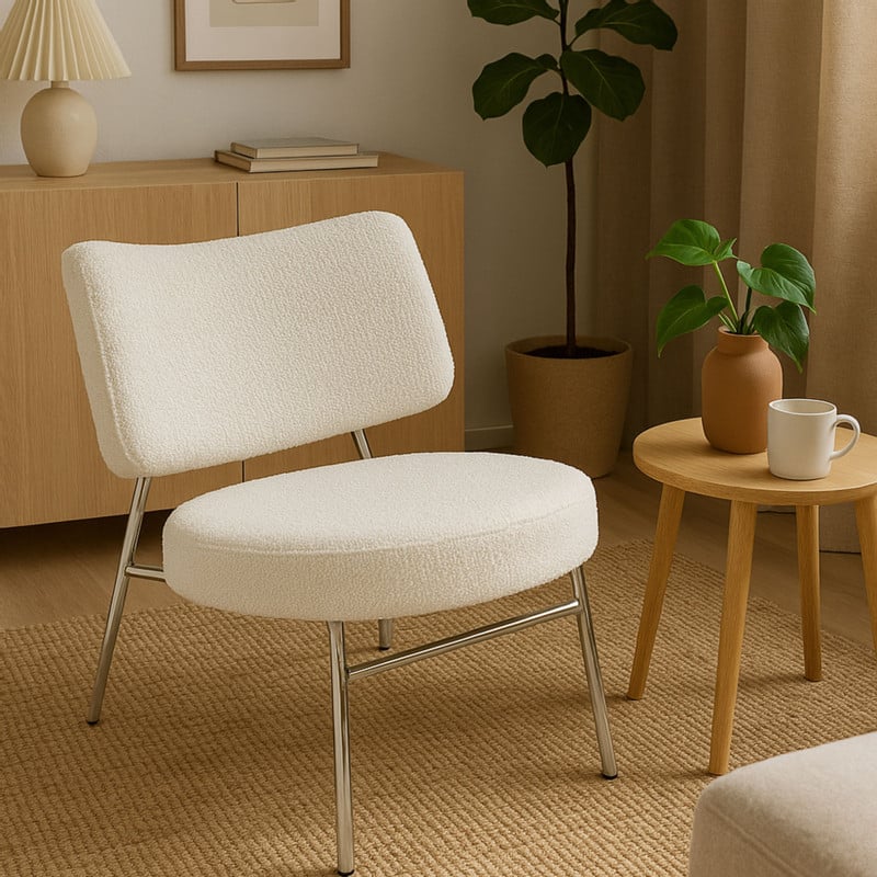 Fauteuil Amber - wit/zilverkleurig - 71.5x63x70.5 cm