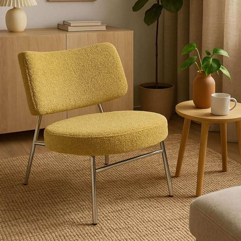 Fauteuil Amber - geel/zilverkleurig - 71.5x63x70.5 cm