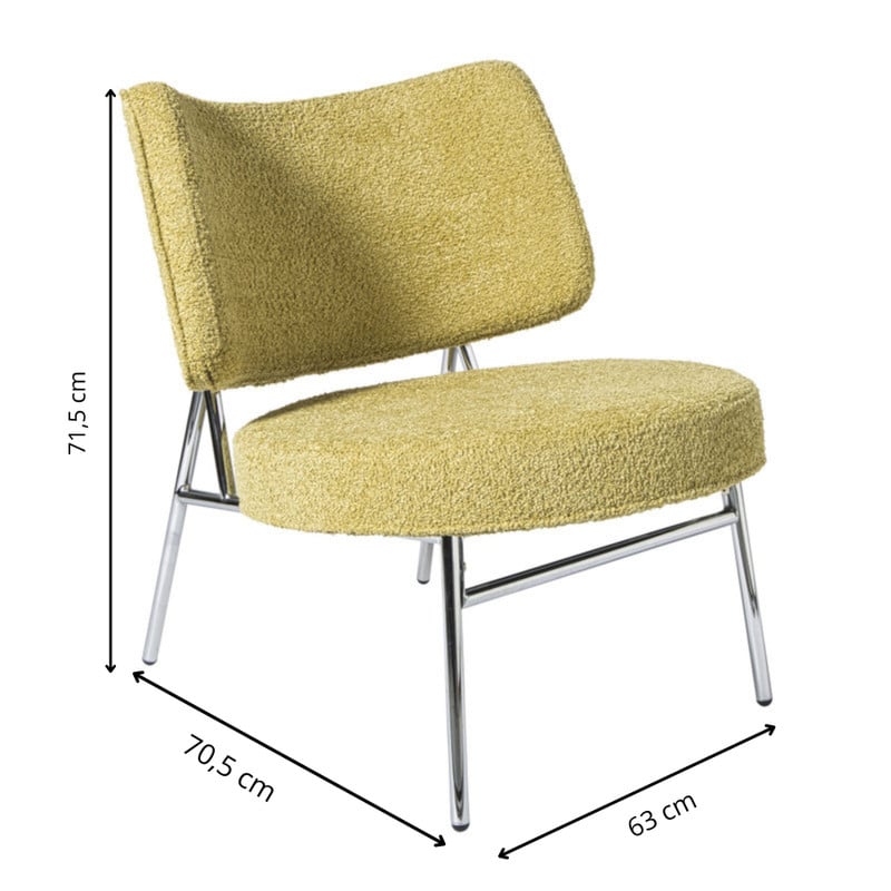 Fauteuil Amber - geel/zilverkleurig - 71.5x63x70.5 cm