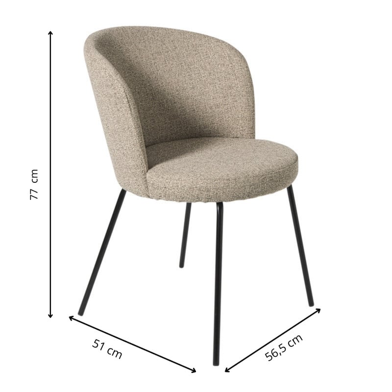 Eetkamerstoel Irene - bruin/zwart - 77x56.5x51 cm