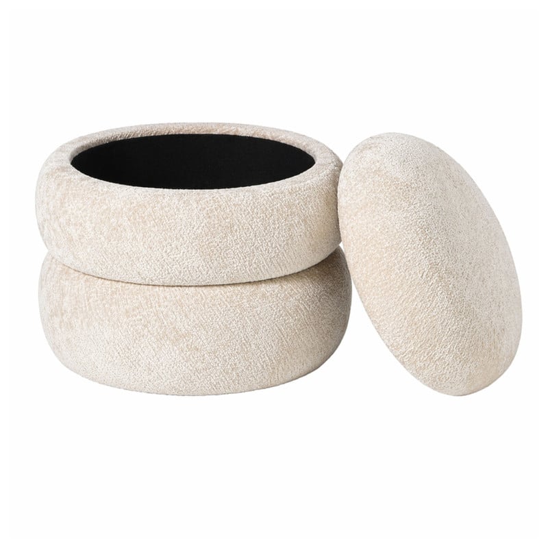Opbergpoef bubbles - beige - ø41x41 cm