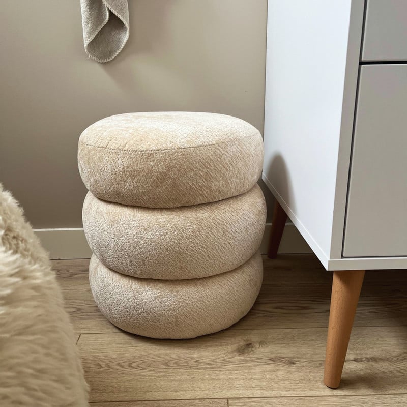 Opbergpoef bubbles - beige - ø41x41 cm