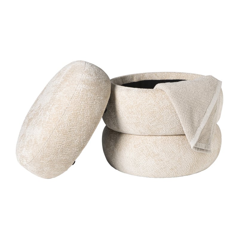 Opbergpoef bubbles - beige - ø41x41 cm