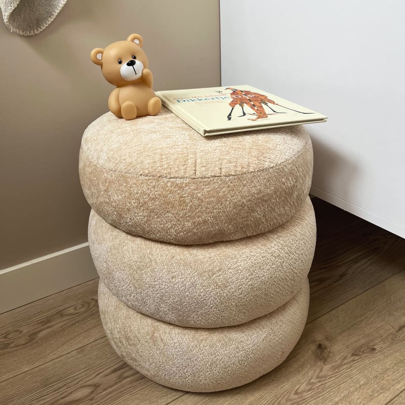 Opbergpoef bubbles - beige - ø41x41 cm