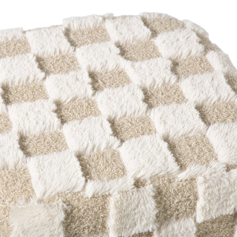 Poef checks - beige - 38x35x35 cm