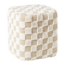 Poef checks - beige - 38x35x35 cm