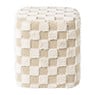 Poef checks - beige - 38x35x35 cm