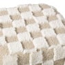 Poef checks - beige - 38x35x35 cm