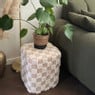 Poef checks - beige - 38x35x35 cm