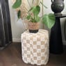 Poef checks - beige - 38x35x35 cm