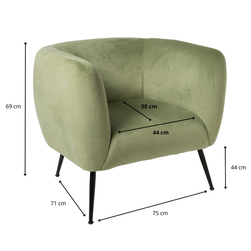 Armfauteuil Frida - groen - 69x75x71 cm