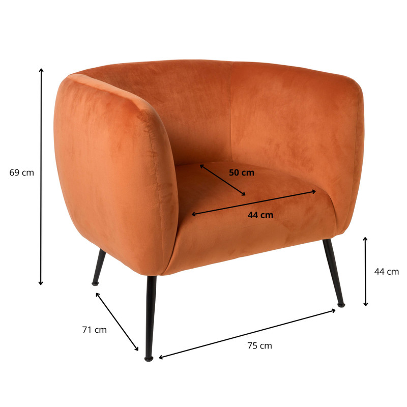 Armfauteuil Frida - terra - 69x75x71 cm