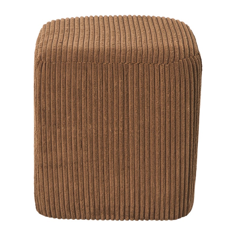 Poef rib vierkant- bruin - 38x35x35 cm