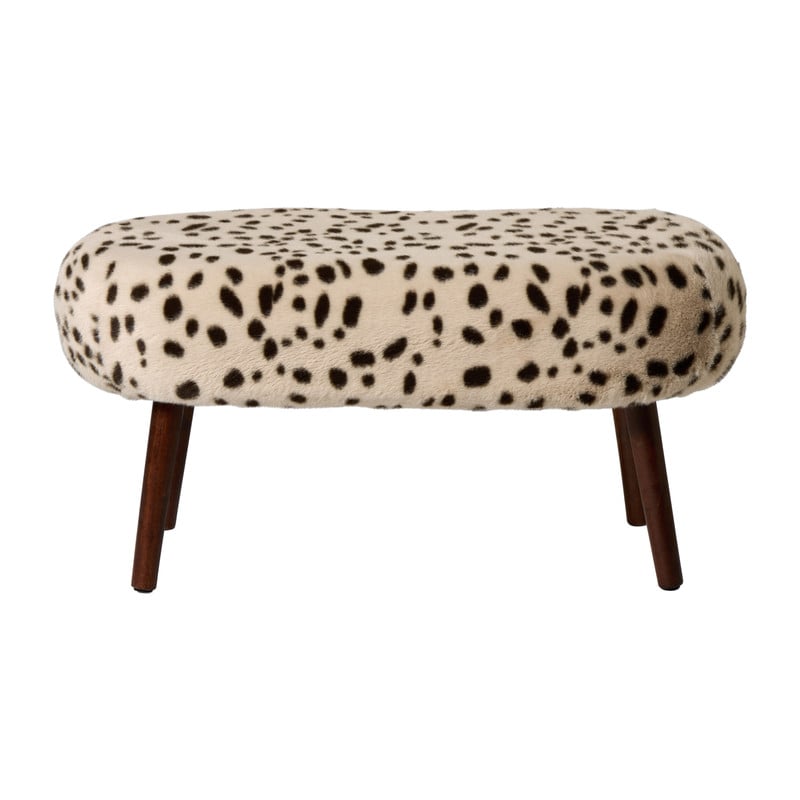 Bankje sneeuwluipaard - beige/zwart -  40x82x40 cm