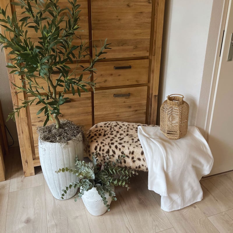 Bankje sneeuwluipaard - beige/zwart -  40x82x40 cm