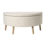 Opbergbank bouclé ovaal - beige - 47x100x42 cm