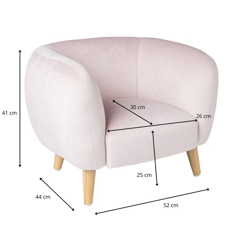 Kids fauteuil Peppi - lichtroze - 41x52x44 cm